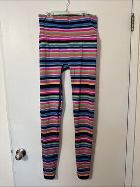 K-DEER Multicolor Striped Leggings - Blue, Pink, Yellow, Green, Black